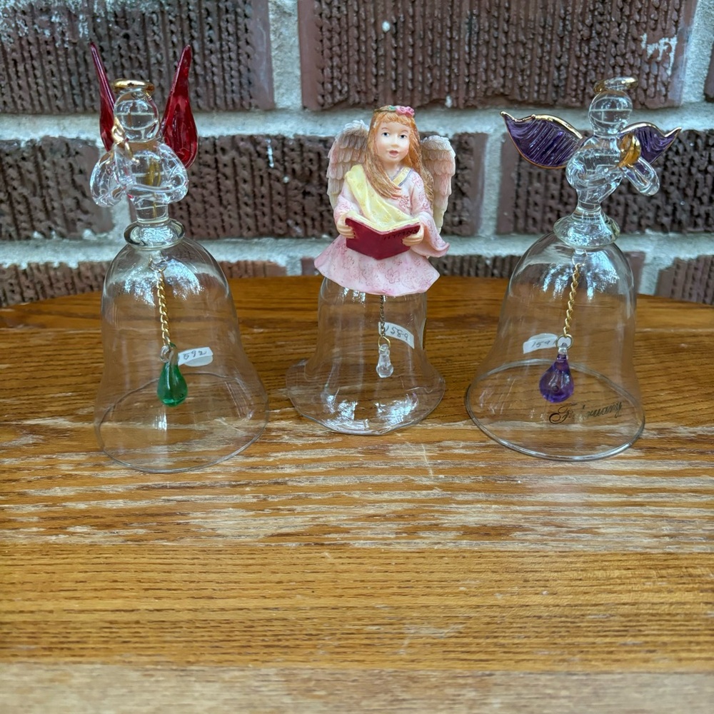 Christmas BUNDLE Clear glass Angel bell ornaments
Set of 3